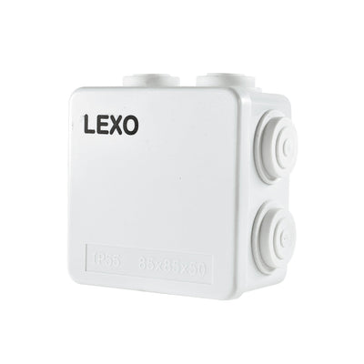 Caja estanca IP55, termoplástico, con 2 conos, 85x85x50mm.