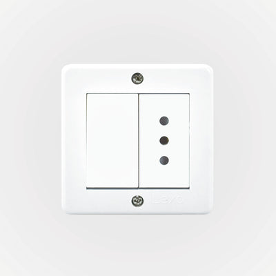 Casquete IP20 con interruptor (9/12) más toma corriente 10A 250V, blanco