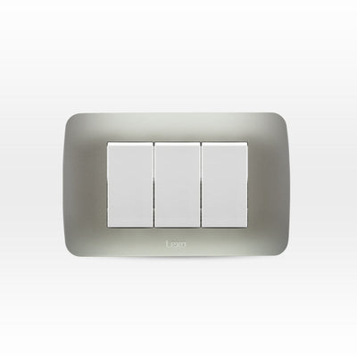 Interruptor triple 9/32 10A 250V blanco/plata armado