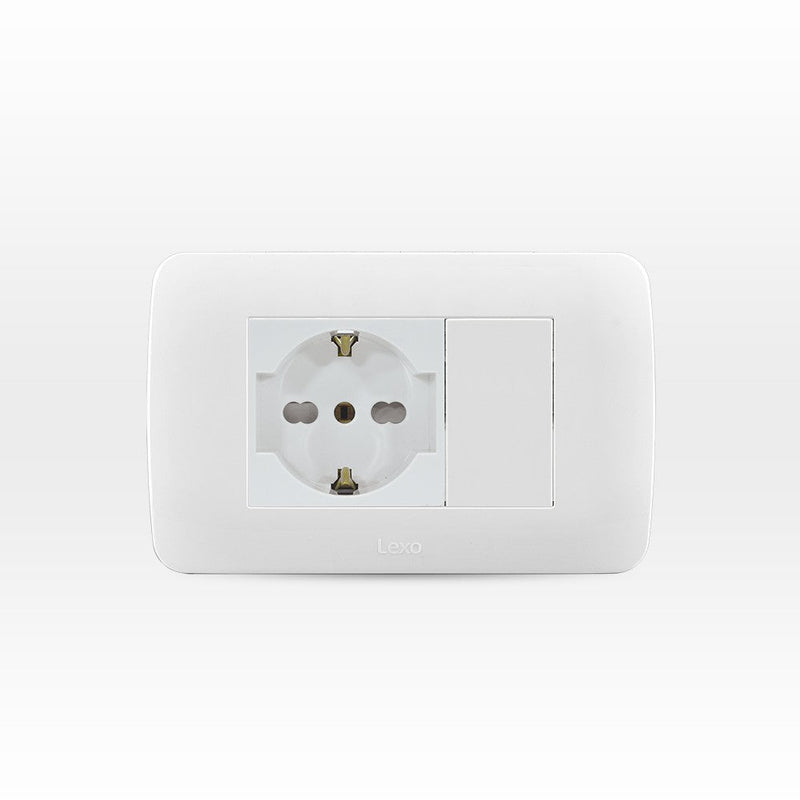 Toma corriente SCHUKO 10/16A 250V blanco armado