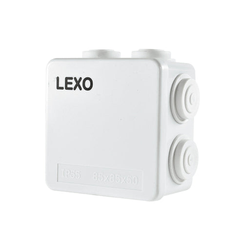 Caja estanca IP55, termoplástico, con 2 conos, 85x85x50mm.