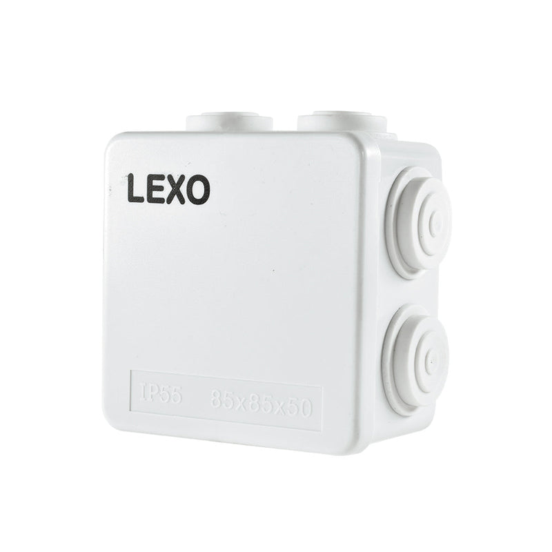 Caja estanca IP55, termoplástico, con 2 conos, 85x85x50mm.