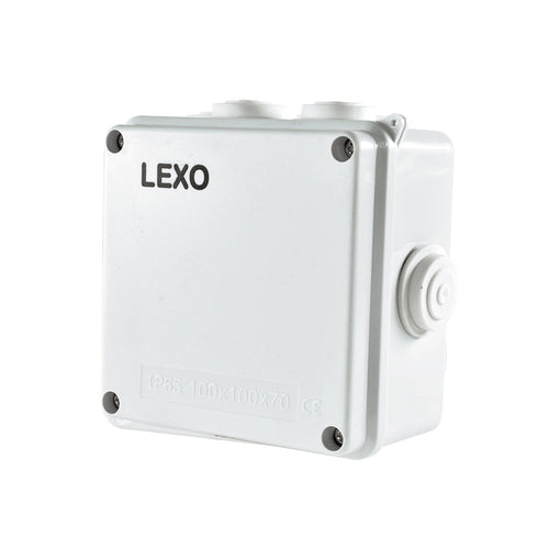 Caja estanca IP65, termoplástico, con 2 conos, 100x100x70mm.
