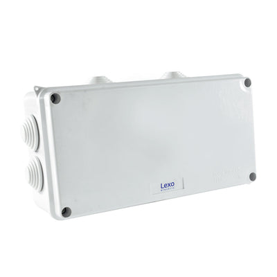Caja estanca IP65, termoplástico, con 2 conos, 200x100x70mm.