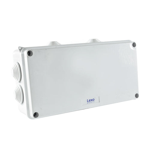 Caja estanca IP65, termoplástico, con 2 conos, 200x100x70mm.