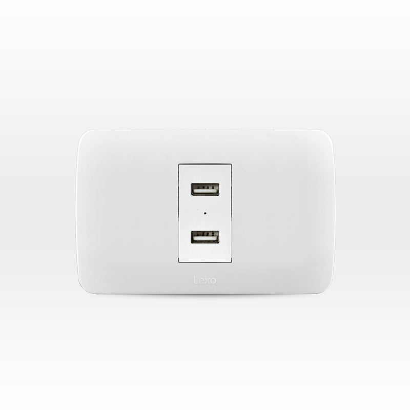 Toma USB 5V C.C. 1100MA blanco armado blanca