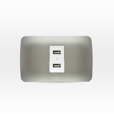 Toma USB 5V C.C. 2.1mA (Tipo A) blanco/plata armado