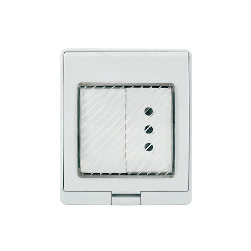 Contenedor IP55 con interruptor (9/12) más toma corriente 10A 250V, blanco