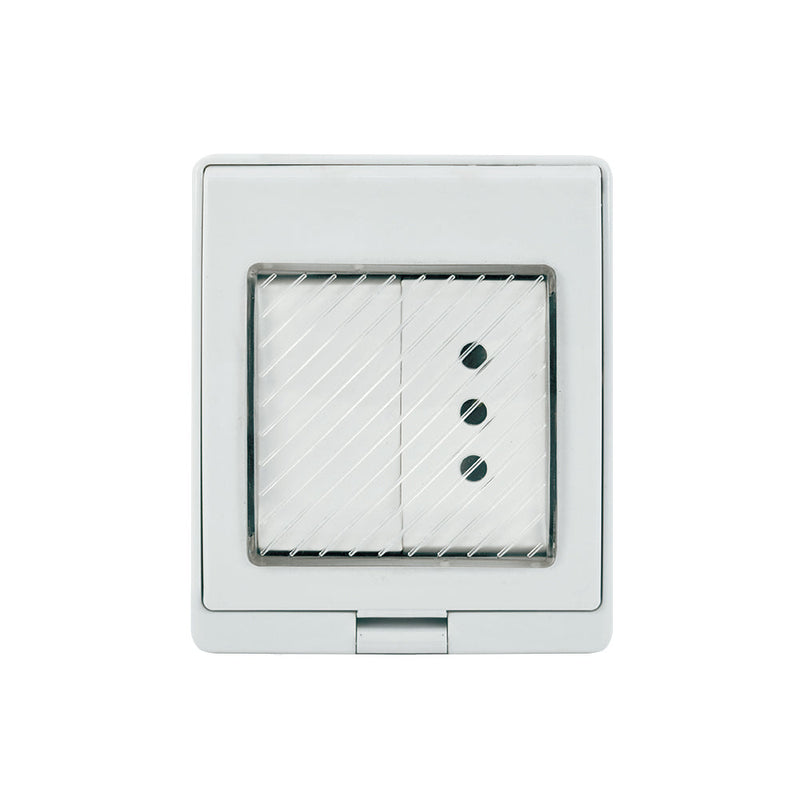 Contenedor IP55 con interruptor (9/12) más toma corriente 10A 250V, blanco