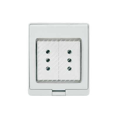 Contenedor IP55 con toma corriente doble 10A 250V, blanco