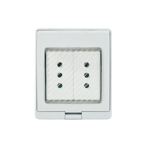Contenedor IP55 con toma corriente doble 10A 250V, blanco