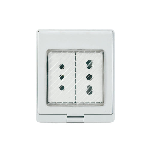 Contenedor IP55 con toma corriente doble 10A más 10/16A 250V, blanco