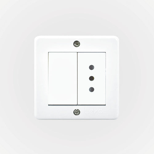 Casquete IP20 con interruptor (9/12) más toma corriente 10A 250V, blanco