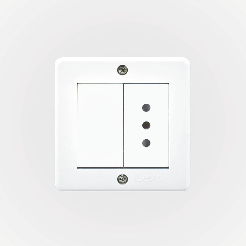 Casquete IP20 con interruptor (9/12) más toma corriente 10A 250V, blanco