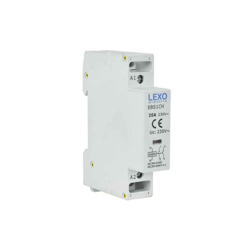Contactor modular 20A, 230V, 2NO, para riel DIN 35mm.