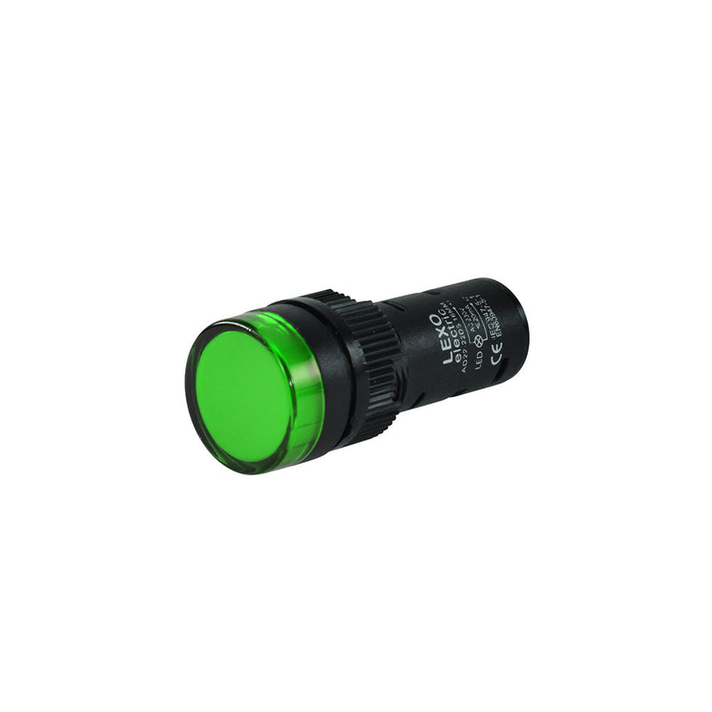 Luz piloto verde LED 230V, 16mm.