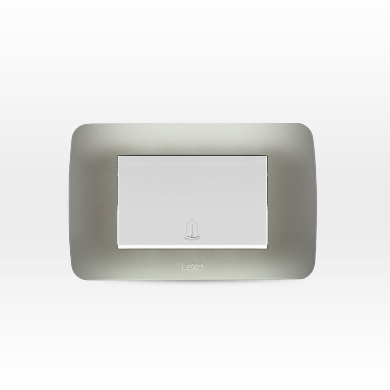 Interruptor pulsador timbre teclón 73mm 10A 250V blanco/plata armado