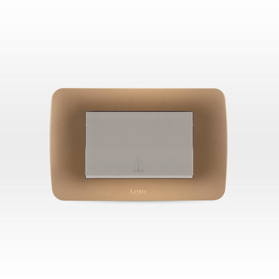 Interruptor pulsador timbre teclón 73mm 10A 250V beige/titanio armado