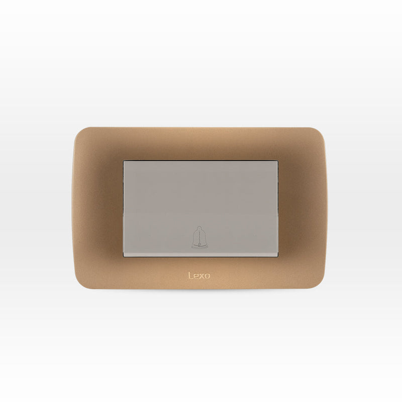 Interruptor pulsador timbre teclón 73mm 10A 250V beige/titanio armado