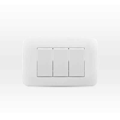 Interruptor triple 9/32 10A 250V blanco armado