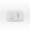 Interruptor simple 9/12 más toma corriente 10A 250V blanco armado - Miniatura 1