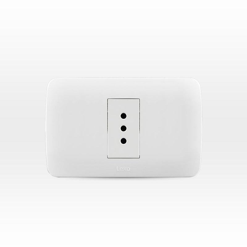 Toma corriente simple 10A 250V blanco armado