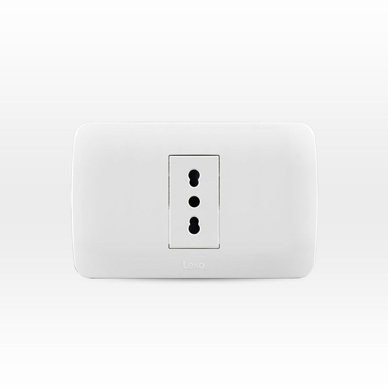 Toma corriente simple 10/16A 250V blanco armado