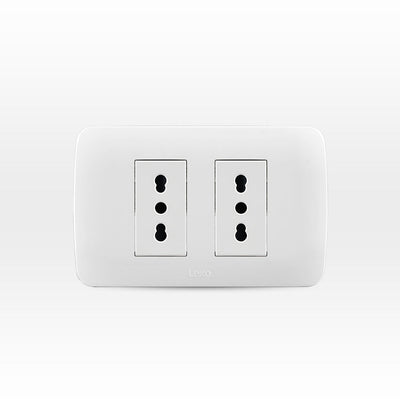 Toma de corriente doble 10A más 10/16A 250V blanco armado