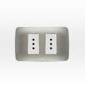 Toma corriente doble 10A 250V blanco/plata armado - Miniatura 1