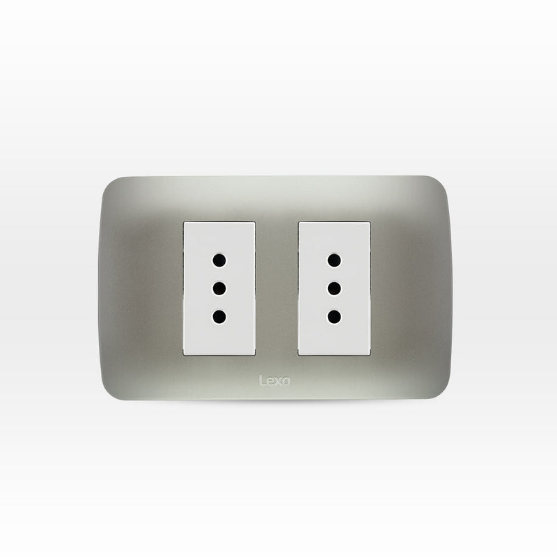 Toma corriente doble 10A 250V blanco/plata armado