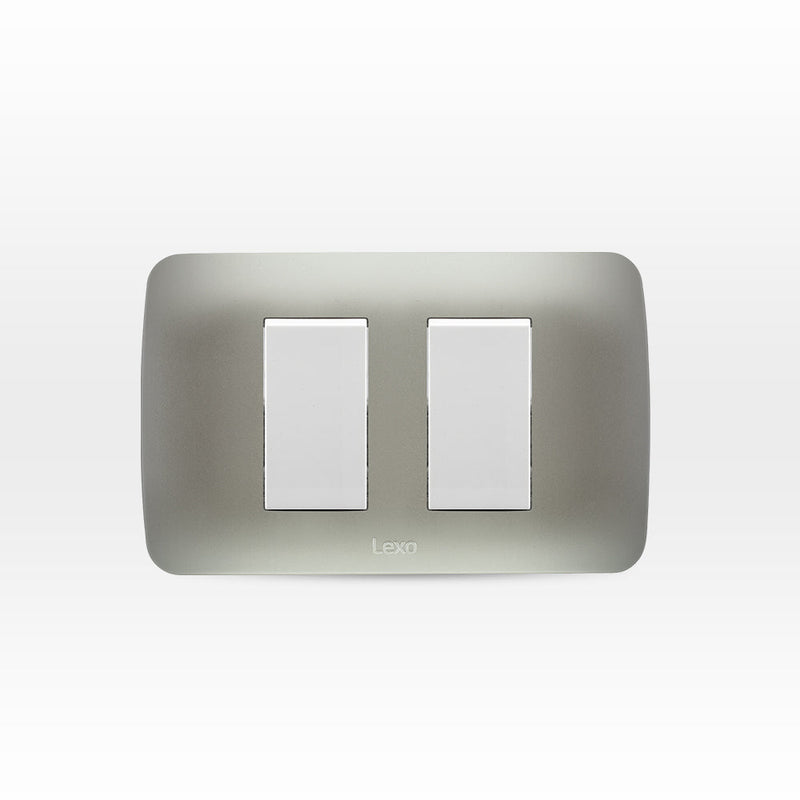 Interruptor doble 9/15 10A 250V blanco/plata armado