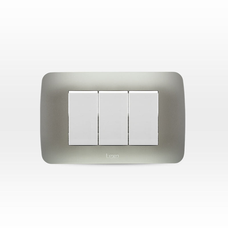 Interruptor triple 9/32 10A 250V blanco/plata armado