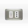 Toma corriente doble 10A más 10/16A 250V blanco/plata armado - Miniatura 1