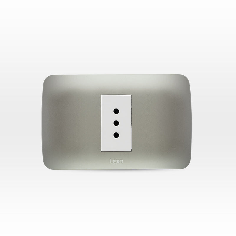 Toma corriente simple 10A 250V blanco/plata armado