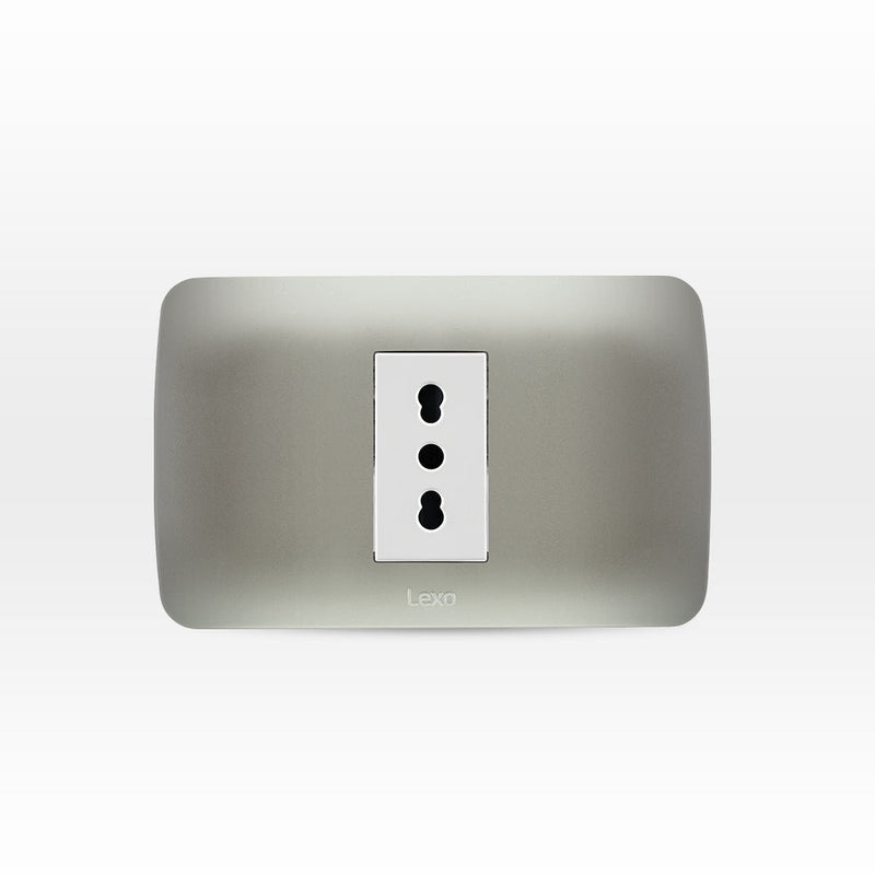 Toma corriente simple 10/16A 250V blanco/plata armado
