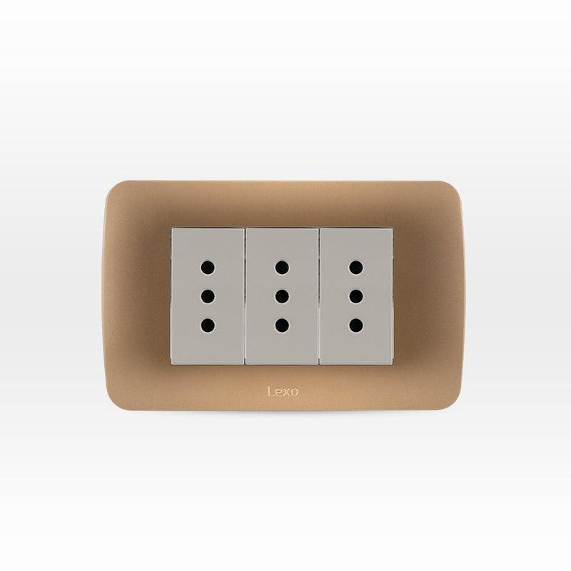 Toma corriente triple 10A 250V beige/titanio armado