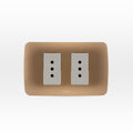 Toma corriente doble 10A 250V beige/titanio armado - Miniatura 1