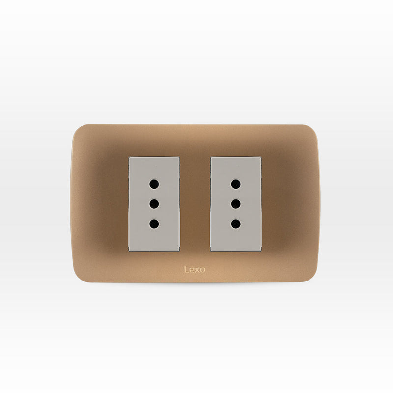 Toma corriente doble 10A 250V beige/titanio armado