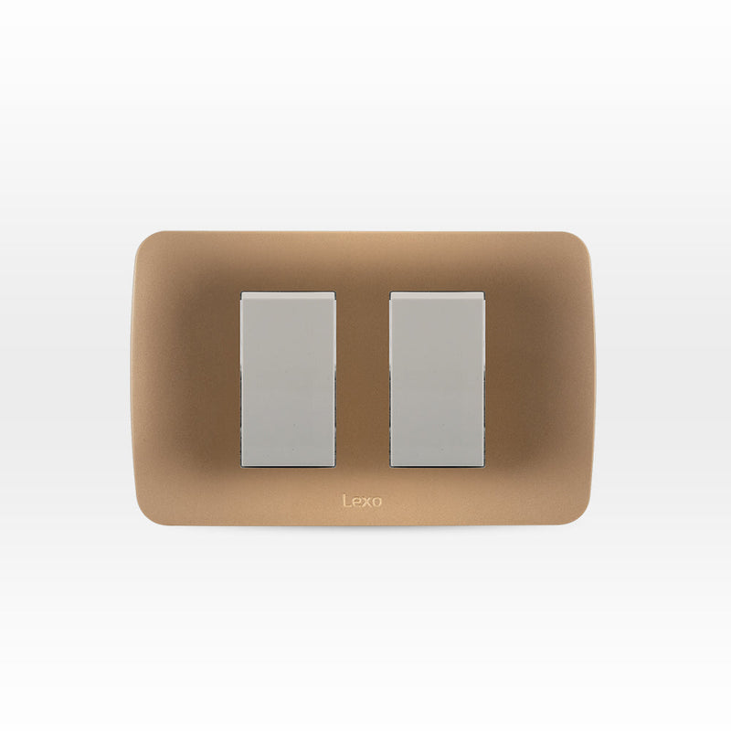 Interruptor doble 9/15 10A 250V beige/titanio armado