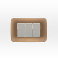 Interruptor triple 9/32 10A 250V beige/titanio armado - Miniatura 1