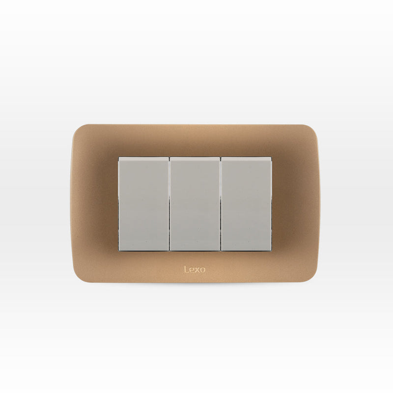 Interruptor triple 9/32 10A 250V beige/titanio armado
