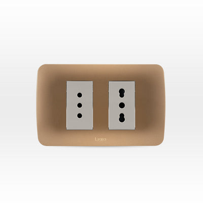 Toma corriente doble 10A más 10/16A 250V beige/titanio armado
