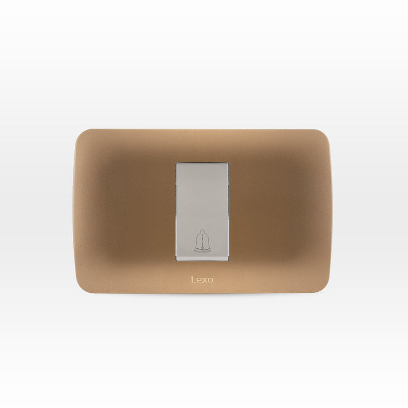 Pulsador timbre 10A 250V beige/titanio armado