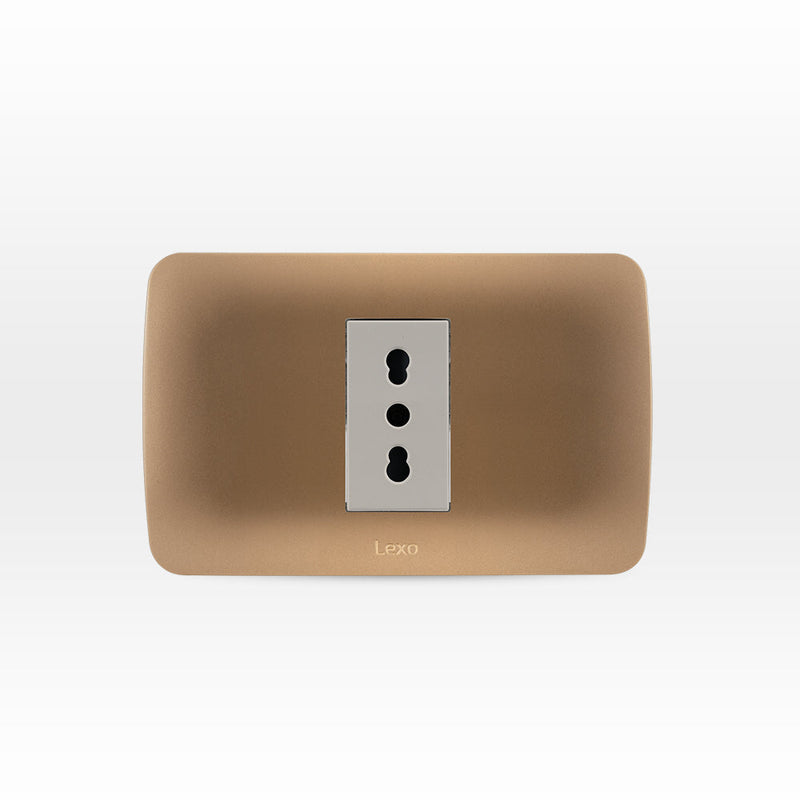 Toma corriente simple 10/16A 250V beige/titanio armado