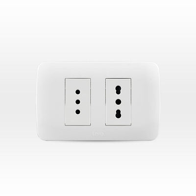 Toma corriente doble 10/16A más 10/16A  250V  blanco armado