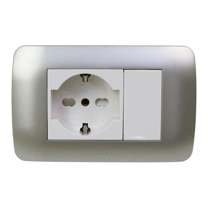 Toma corriente SCHUKO 10/16A 250V plata armado