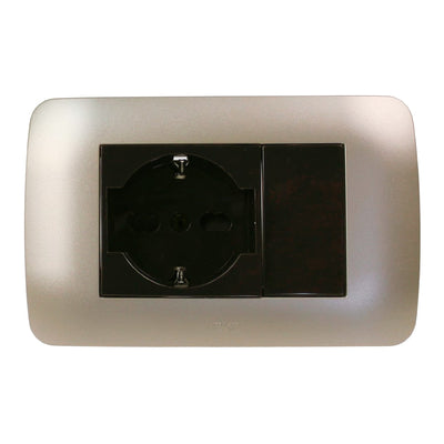 Toma corriente SCHUKO 10/16A 250V café/titanio armado