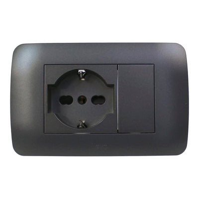 Toma corriente SCHUKO 10/16A 250V grafito armado