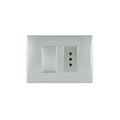 Interruptor simple 9/12 más toma corriente andes 10A 250V SILVER armado - Miniatura 1