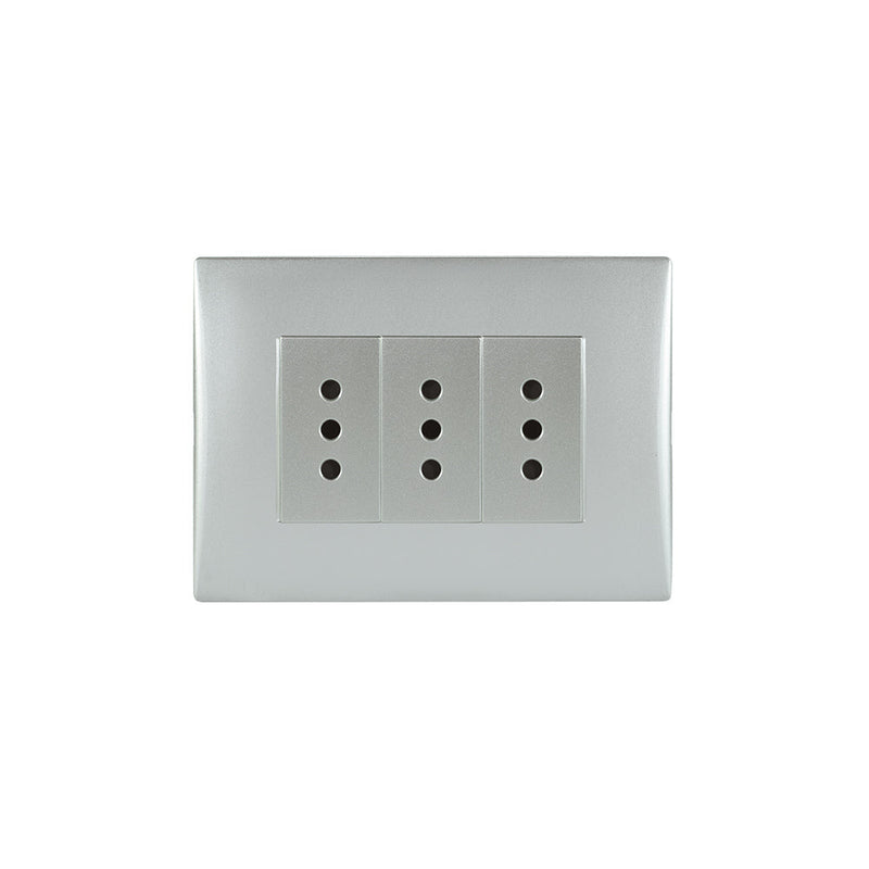Toma corriente andes triple 10A 250V SILVER armado